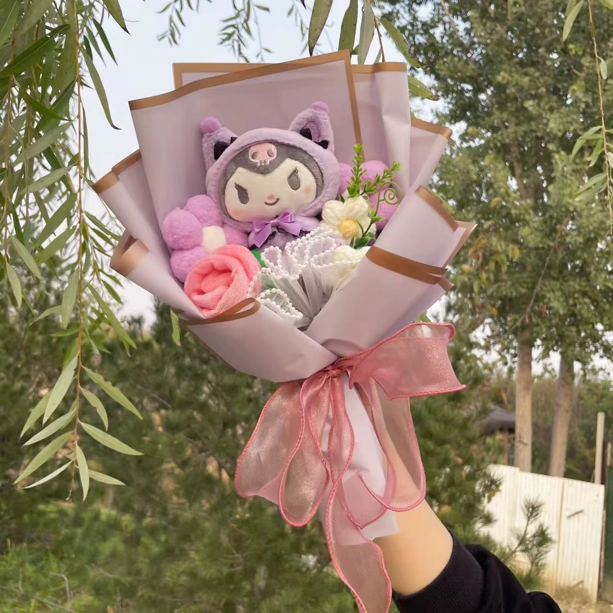 Kawaii Hello Kitty Cat Dolls with Artificial Flowers Creative Bouquet Christmas Valentine Birthday Graduation Gifts