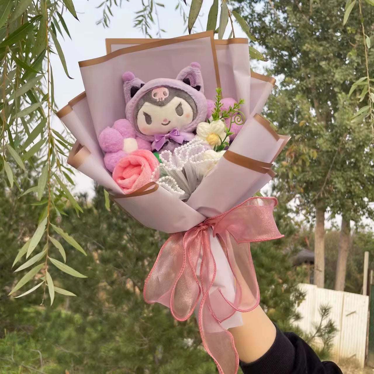 Kawaii Hello Kitty Cat Dolls with Artificial Flowers Creative Bouquet Christmas Valentine Birthday Graduation Gifts